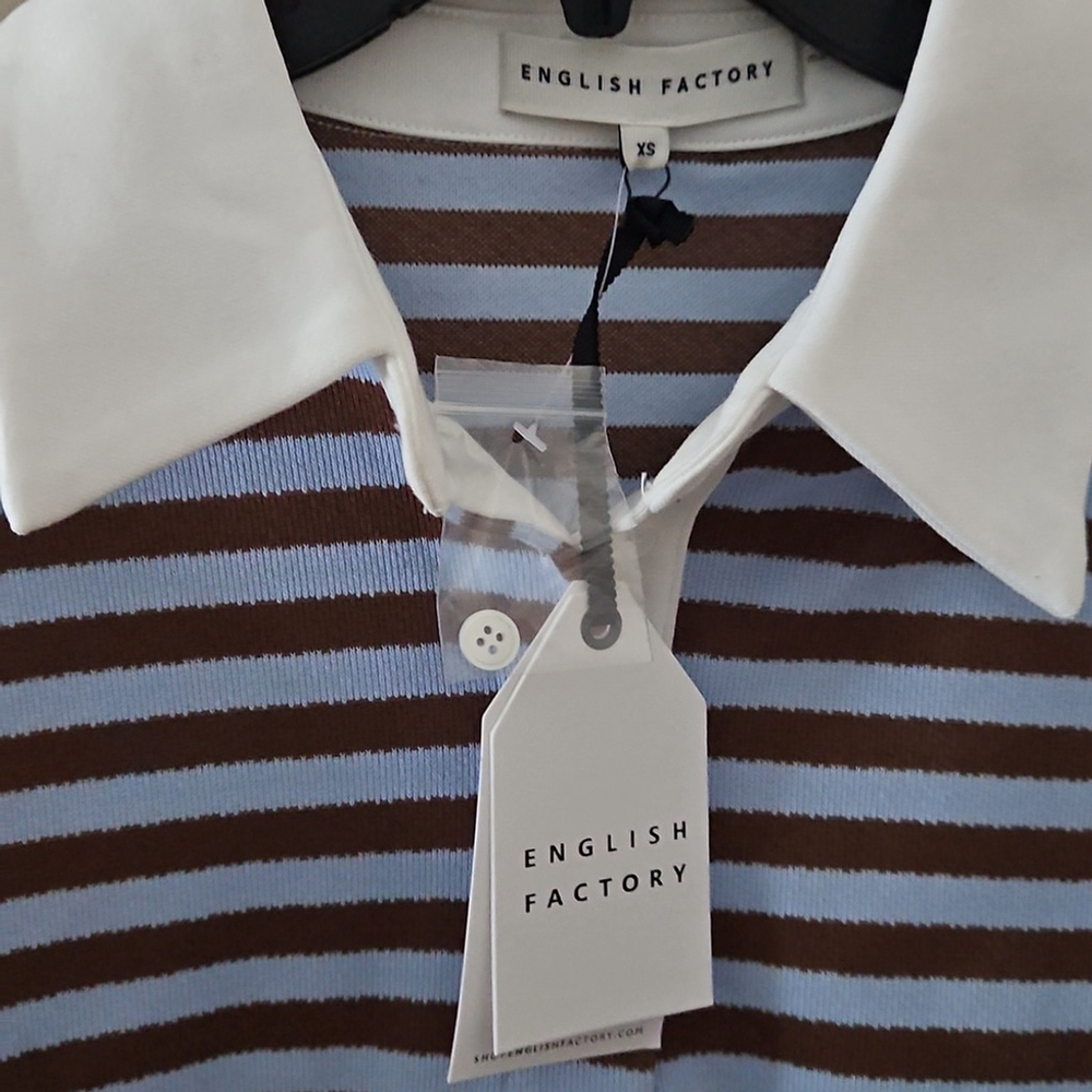 NEW! ENGLISH FACTORY Anthropologie Long Sleeve Striped Rugby Polo Shirt XS. - Picture 8 of 9